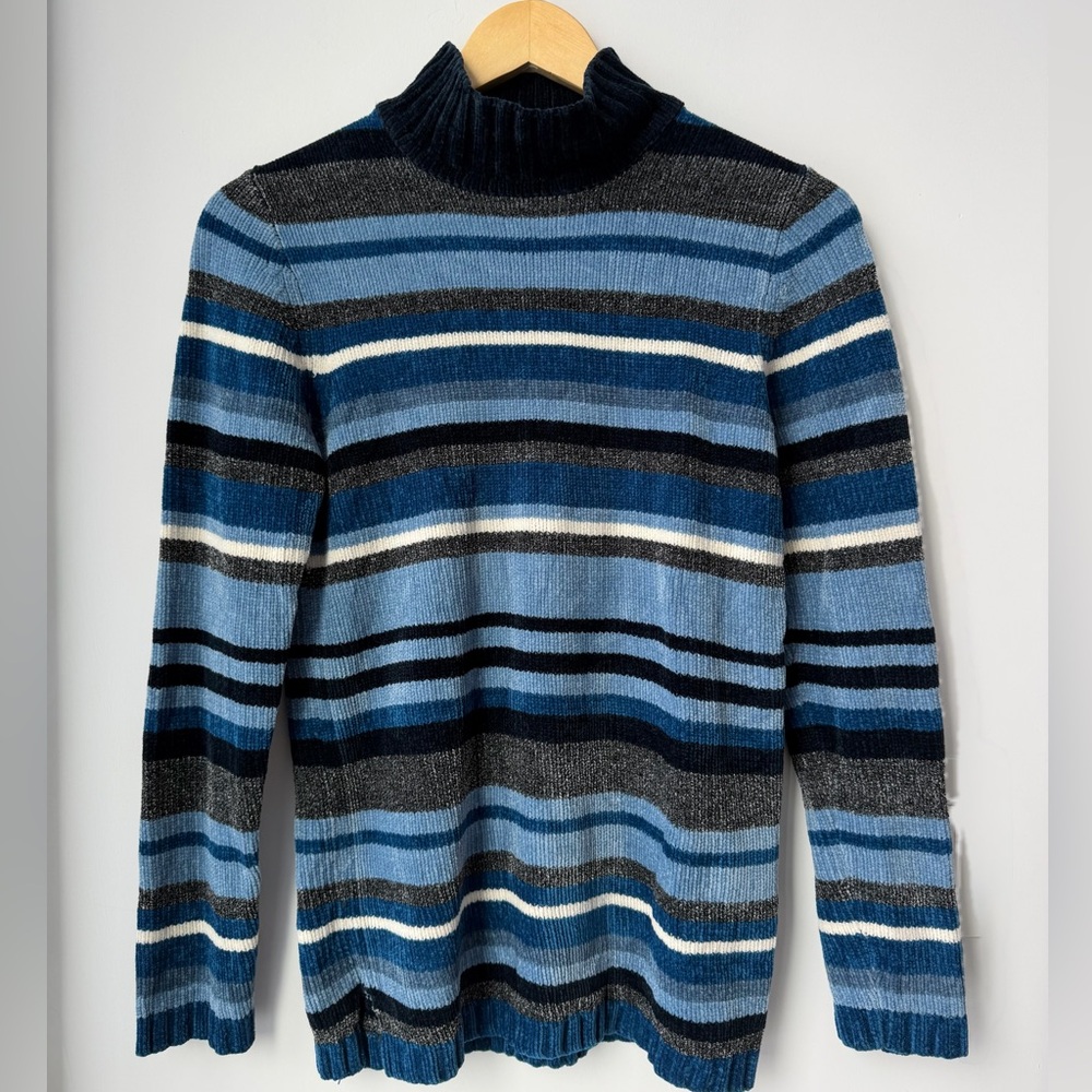 Y2K Striped Mockneck Blue Sweater